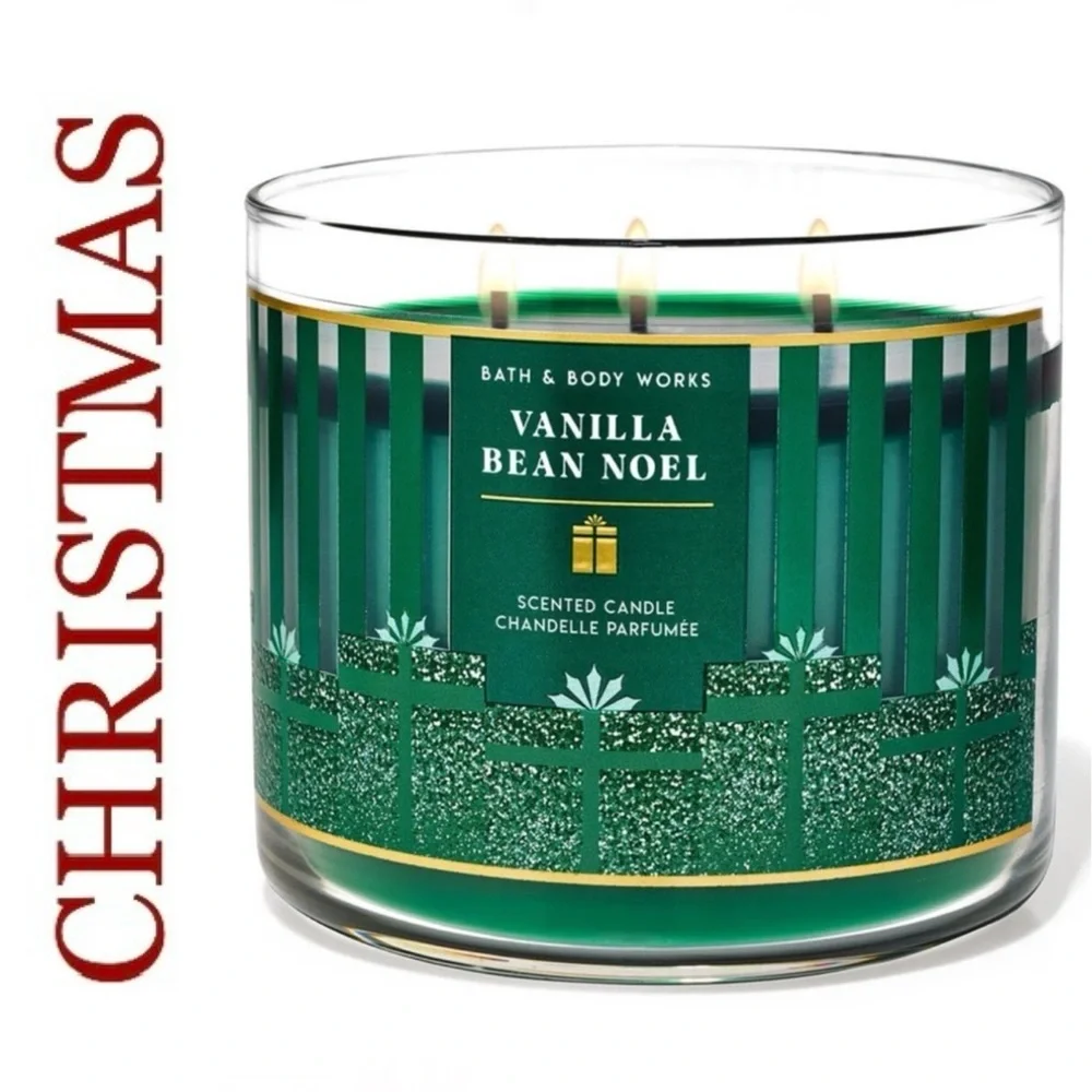 Bath & Body Works Vanilla Bean Noel 3 Wick Candle With Decorative Lid
